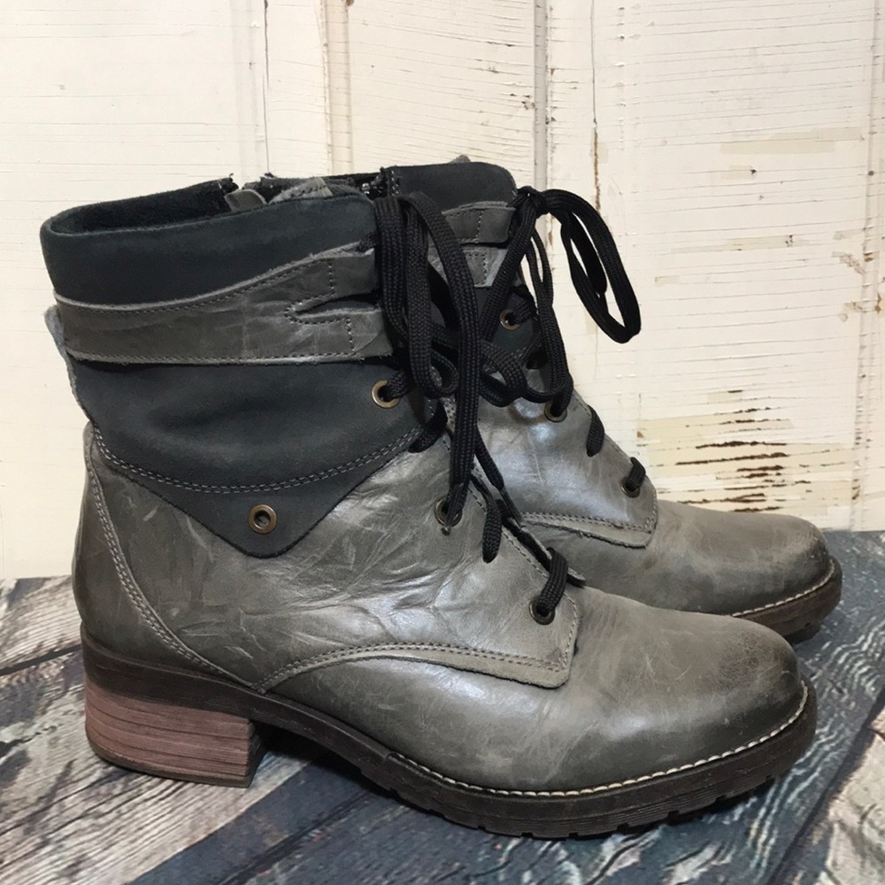 💙 Dromedaries Kara Gray Distressed Leather Suede Short Boot